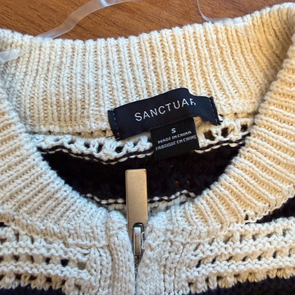 Sanctuary Black And Cream Striped Cardigan View 2